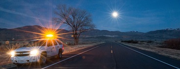 Caltrans vehicle at sunset in District 9