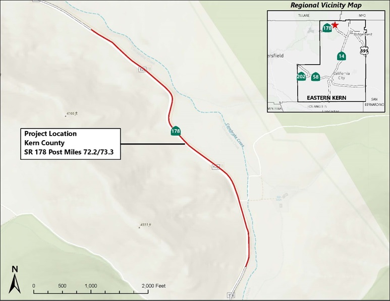 Map showing location of Swamp Rodent Culvert Project on State Route 178.